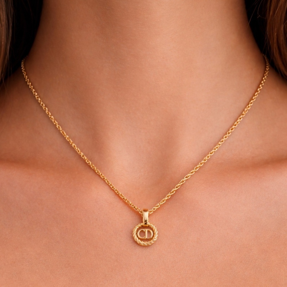Christian Dior Logo Pendant Necklace